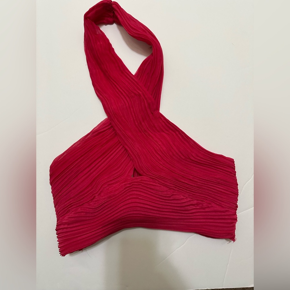 DO+BE Pink Pleated Halter Top